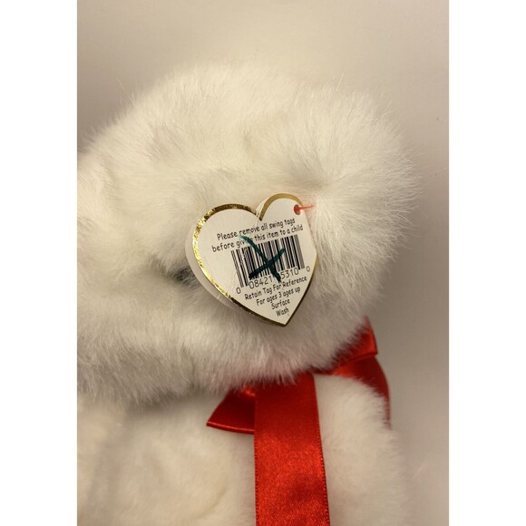 Ty Classics Vintage Plush Bear White Romeo with Red Bow Bear - Picture 9 of 9